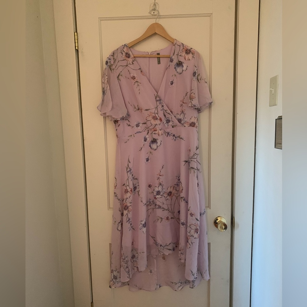 Purple Floral Massini High Low Spring Dress